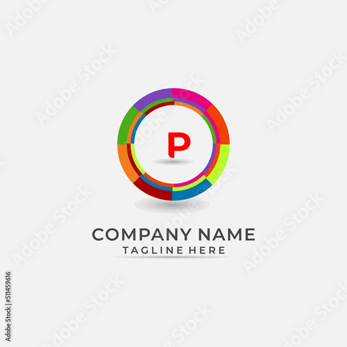Free Download letter P Dynamic Segments Of Colored Circle logo - GFXLoad