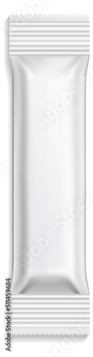 Blank plastic sachet. Realistic food package mockup