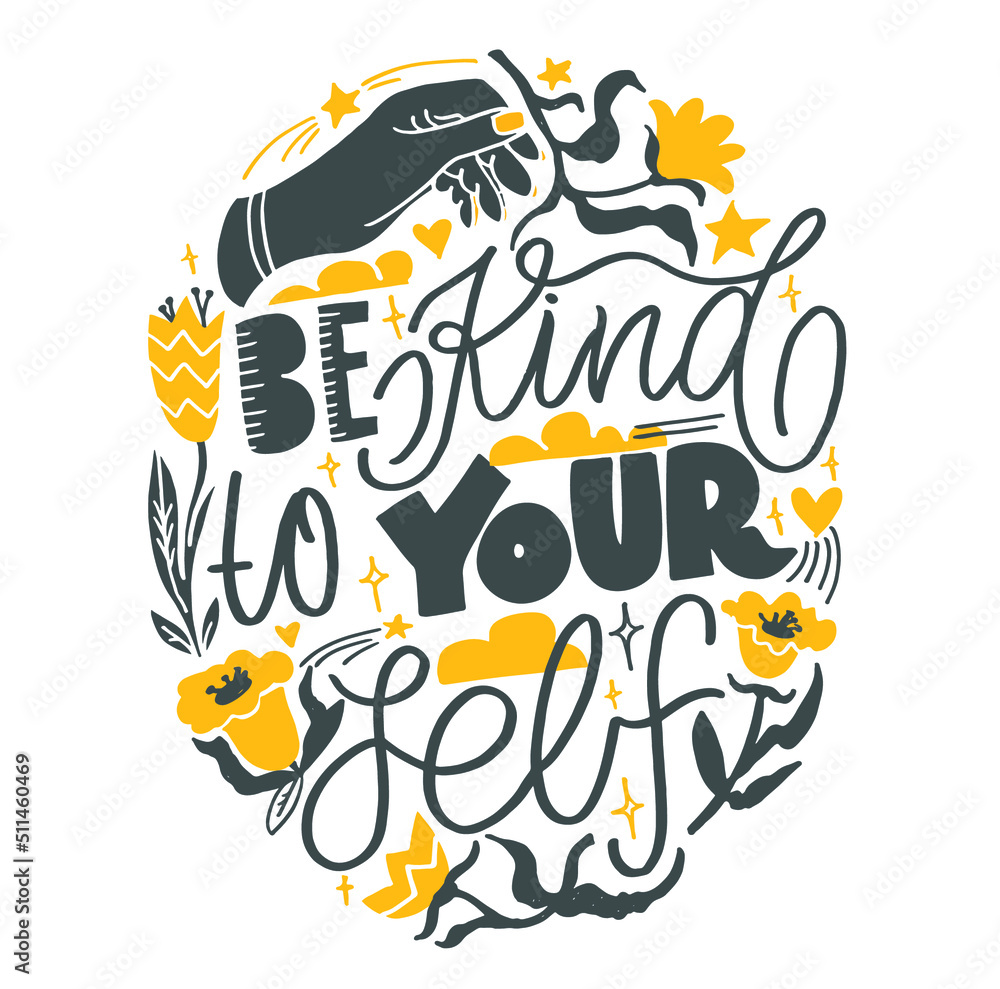 Fototapeta premium Cute hand drawn motivation lettering postcard about life. Lettering poster art, t-shirt design.
