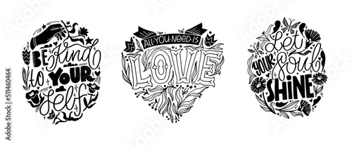 Cute hand drawn motivation lettering postcard about life. Lettering poster art, t-shirt design.