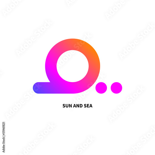 Summer linear simple pictogram of sun and sea