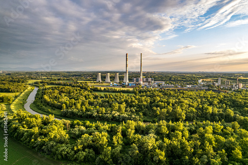 Górny Śląsk, granica polsko-czeska w Gminie Godów. Elektrownia Detmarovice. P...