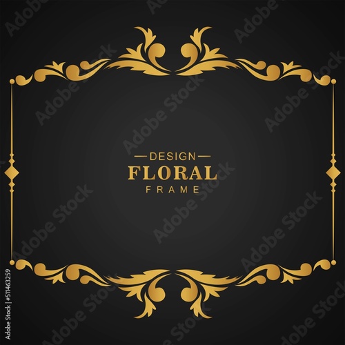 Elegant golden ornamental floral luxury frame design