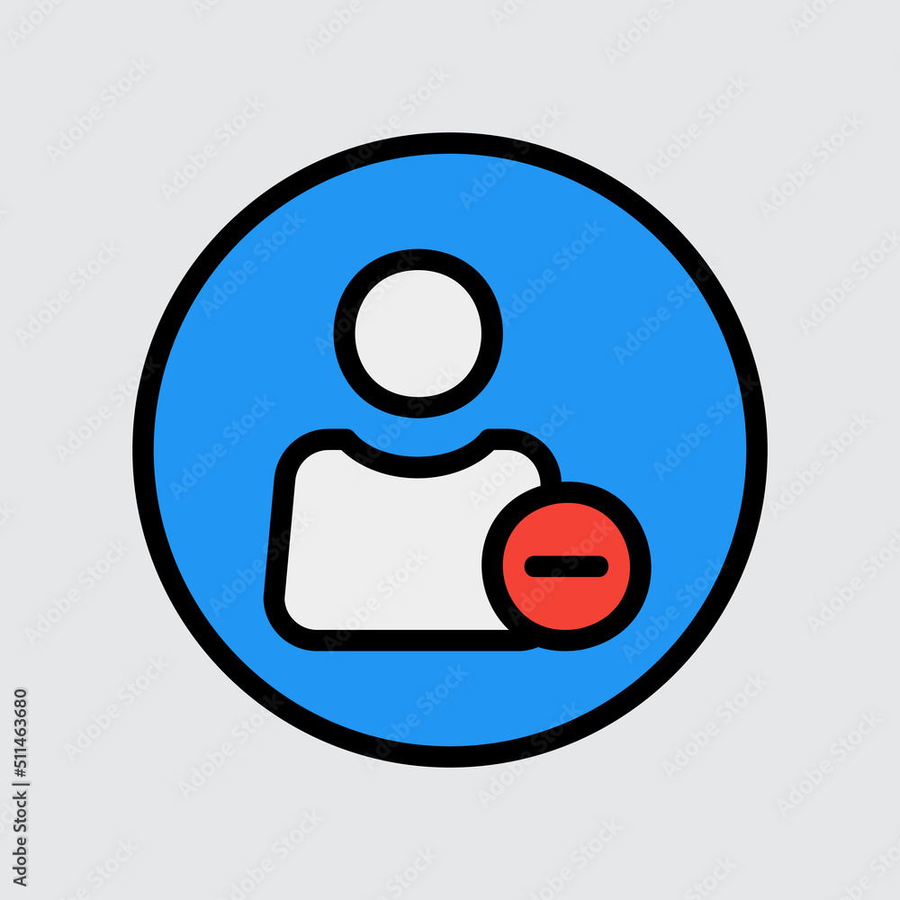 Delete user icon in filled line style about user interface, use for website mobile app presentation Delete user icon in filled line style about user interface, use for website mobile app presentation