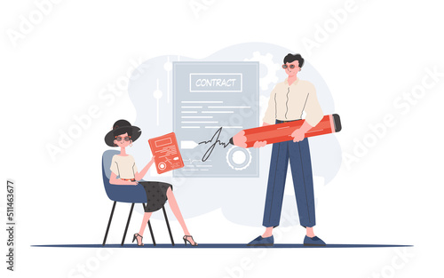 The HR manager is hiring a person. teamwork concept. Vector illustration in a flat style.