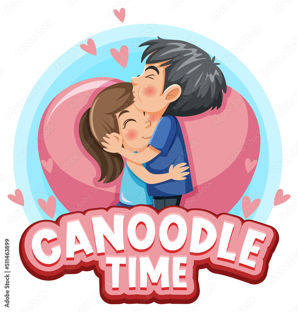 An couple in love cartoon character with word expression An couple in love cartoon character with word expression