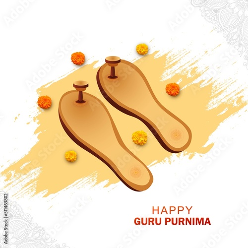 Guru purnima celebration on guru paduka greeting card background