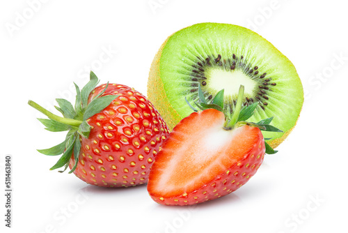strawberry and kiwi on white