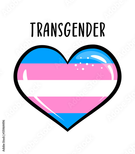 Transgender heart symbol - Rainbow heart sticker Pride Banner. LGBT Flag colors. Happy Pride Month Vector Illustration. LGBTQ plus community festival icons.