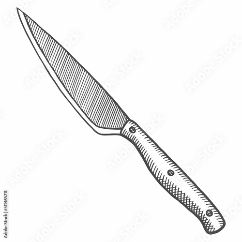 kitchen utility knife isolated doodle hand drawn sketch with outline style