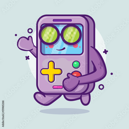 cute portable video game character mascot running isolated cartoon in flat style design