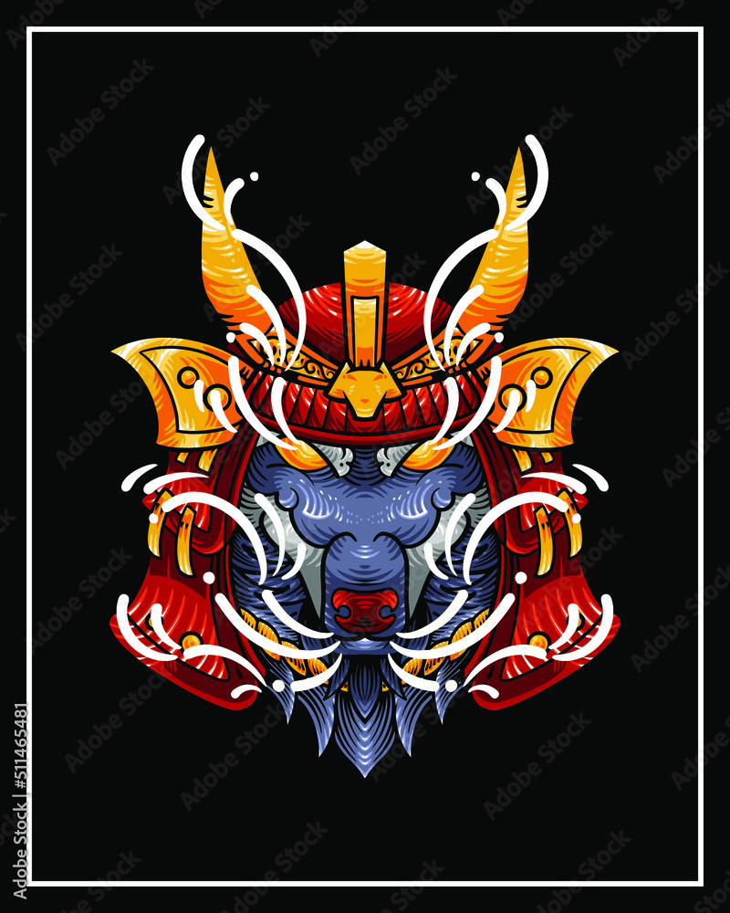 Samurai Wolf, Wolf Samurai Warrior Helmet T-Shirt Illustration Design Japanese Style. Samurai Deer Japanese Illustration Vector Isolated. Suitable for T-Shirt Design, Poster, Logo, and Wallpaper. Samurai Wolf, Wolf Samurai Warrior Helmet T-Shirt Illustration Design Japanese Style. Samurai Deer Japanese Illustration Vector Isolated. Suitable for T-Shirt Design, Poster, Logo, and Wallpaper.