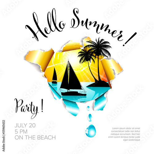 Summer party banner header poster template