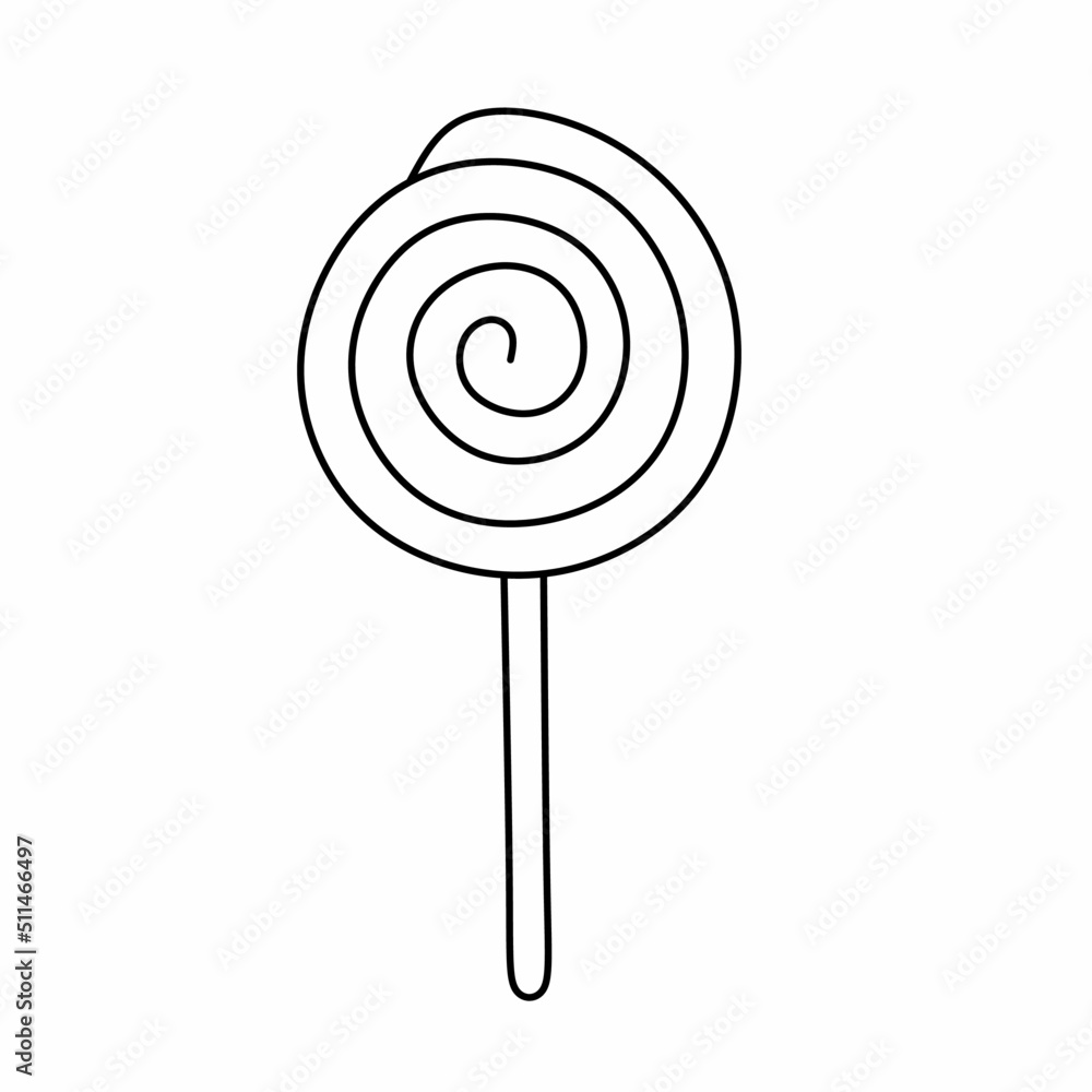 Single lollipop candy line icon in linear style isolated on white background. Pictogram symbol and illustration for logo. Thin black line vector. Single lollipop candy line icon in linear style isolated on white background. Pictogram symbol and illustration for logo. Thin black line vector.