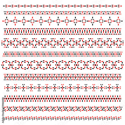Traditional Ukrainian knitted embroidery art, ethnic border ornament vyshyvanka