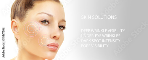 Skin solutions.Concept of rejuvenation,detecting ageing signs