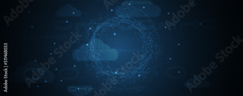 Cloud technology. Integrated digital web concept background