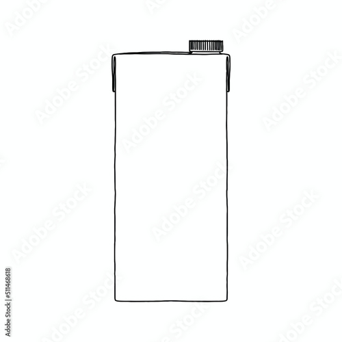 Milk box. Linear, vector realistic. Pocket milk outline