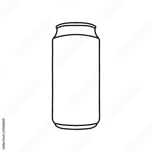 Drink can mockup. Hand drawn vector illustration with Aluminum can. Used for poster, banner, t-shirt print, bag print, badges and logo design.