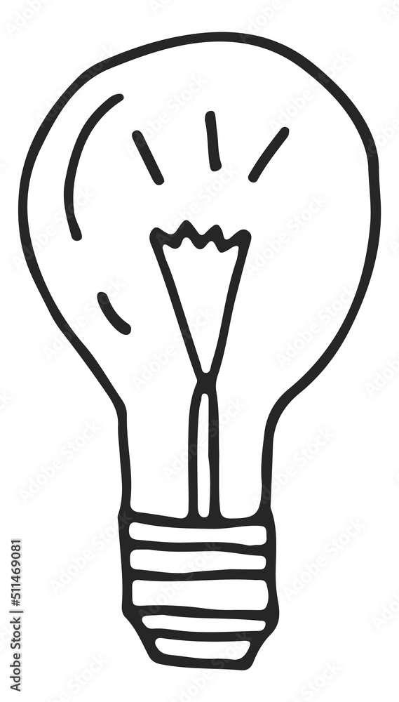 Lightbulb doodle. Lamp line icon. Idea symbol Lightbulb doodle. Lamp line icon. Idea symbol