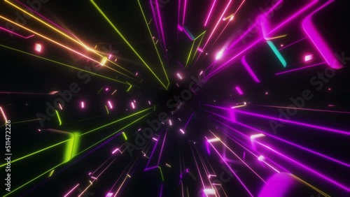VJ Loop Of Elongated Rectangular Shapes In Retro Neon Colors