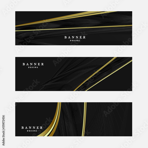 Set of luxury black gold banner design