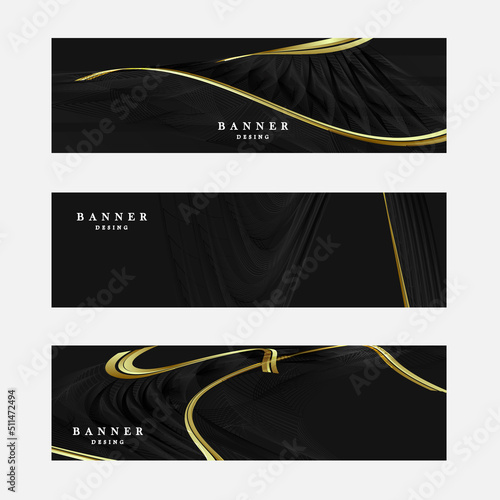 Set of luxury black gold banner design
