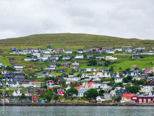 Vestmanna, Faroe Island - July, 2021: Vestmanna is a town in the Faroe Islands on the west of the island of Streymoy. Kingdom of Denmark, North Europe photo