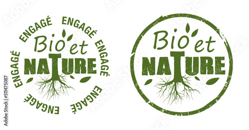 Logo garanti produit bio et nature, agriculture biologique photo