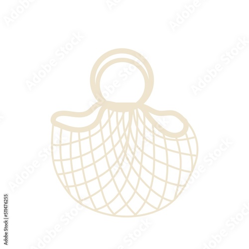 Eco shopping bag for shopping. Dairy reusable eco friendly shopper net. Zero waste, plastic free concept. Flat trendy design