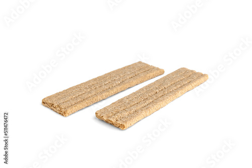 Crunchy rye crispbreads isolated on white background.