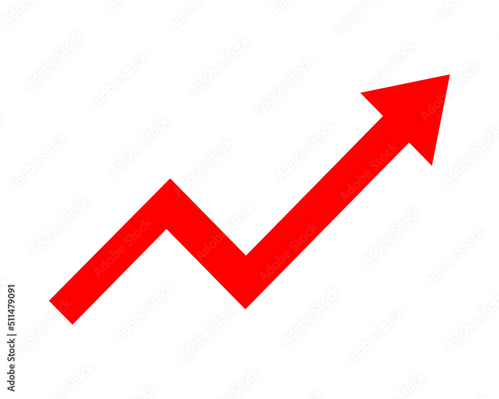Growing business red arrow on white, Profit red arrow, Vector illustration.Business concept, growing chart. Concept of sales symbol icon with arrow moving up. Economic Arrow With Growing Trend. Growing business red arrow on white, Profit red arrow, Vector illustration.Business concept, growing chart. Concept of sales symbol icon with arrow moving up. Economic Arrow With Growing Trend.