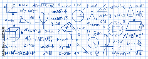 Fotografie, Obraz Hand drawn math symbols
