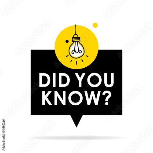 Did you know geometric message bubble with light bulb emblem. Banner design for business and advertising. Vector illustration