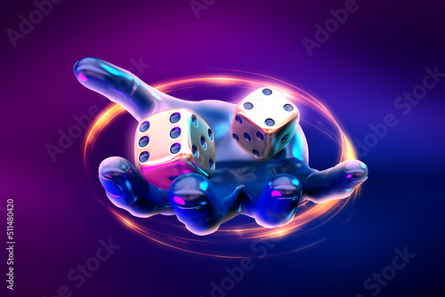Stampa su tela casino hand dice craps backgammon cube 3d render 3d rendering illustration