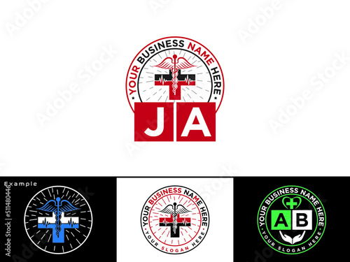 Colorful JA aj Logo Icon, Creative Ja Logo Letter Vector For all Kind Of Medical Business