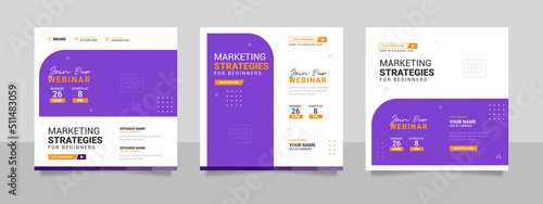 Digital marketing webinar and business conference social media post template.