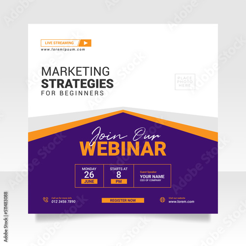 Digital marketing webinar and business conference social media post template.