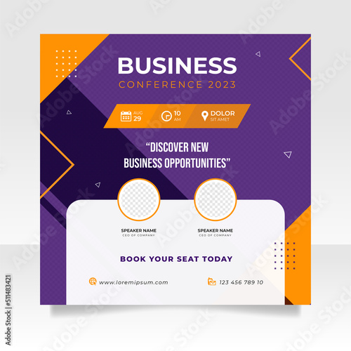 Digital marketing webinar and business conference social media post template.