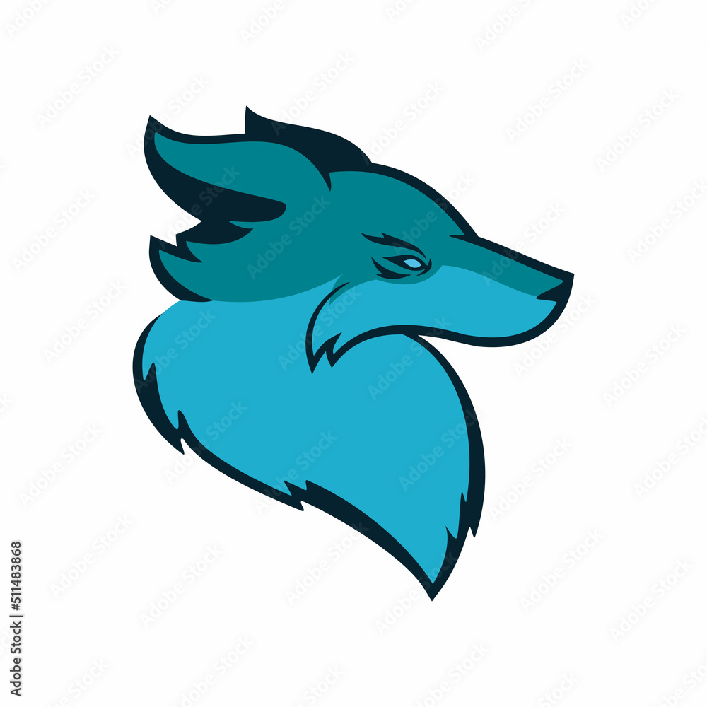 Obraz premium blue calm wolf logo design