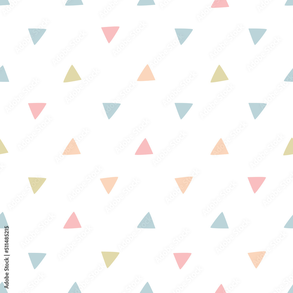 Seamless pattern triangles. Pattern on a white background. Simple design. Seamless geometric pattern. For wallpaper, notebook cover, phone case, fabric printing, children's clothing. Vector. Seamless pattern triangles. Pattern on a white background. Simple design. Seamless geometric pattern. For wallpaper, notebook cover, phone case, fabric printing, children's clothing. Vector.