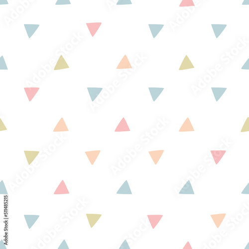 Seamless pattern triangles. Pattern on a white background. Simple design. Seamless geometric pattern. For wallpaper, notebook cover, phone case, fabric printing, children's clothing. Vector.