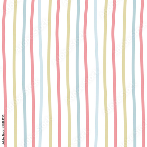 Seamless background. Lines. Wallpaper. Stripes are vertical. Pastel shades. For fabric, clothing, notebook cover, notepad. Simple design. Minimalism. Hand drawn vector. On a white background.