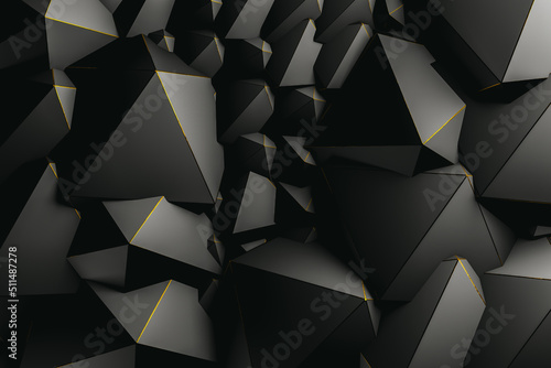 Black background with geometric shapes