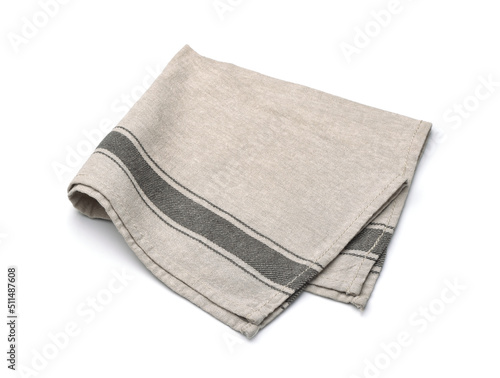 Folded grey linen cloth table napkin