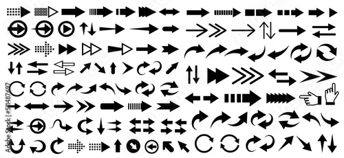Big set arrows . Vector illustration. Set different arrows or web design. Arrow flat style isolated on white background