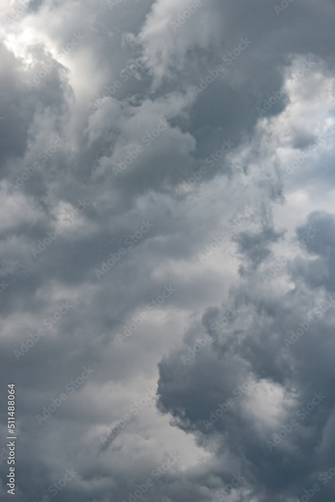 Cover page with dramatic rainy and stormy sky with heavy clouds as a background with copy space.