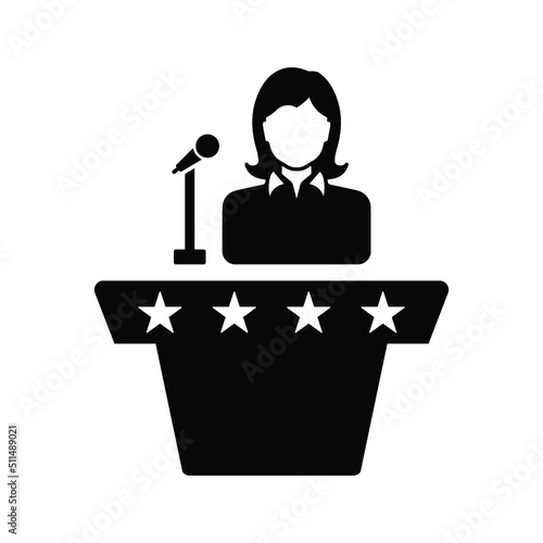 Speaker, spokesperson icon. Black vector graphics.