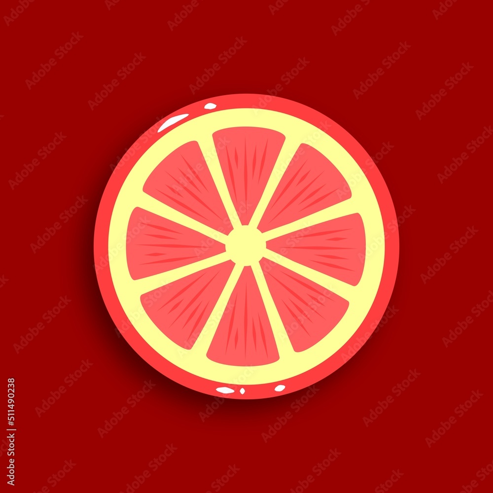 Pink grapefruit half cut vector Pink grapefruit half cut vector