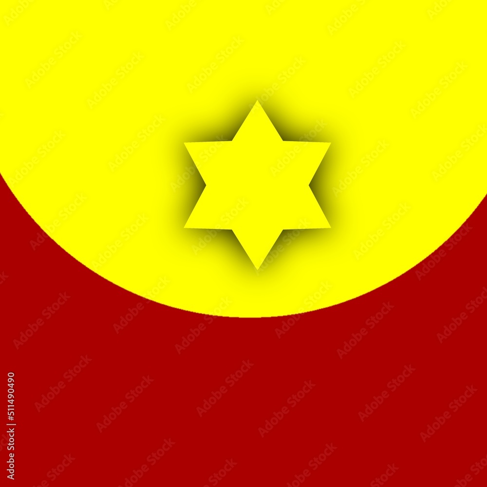 creative geometric design in yellow on a vivid red background creative geometric design in yellow on a vivid red background